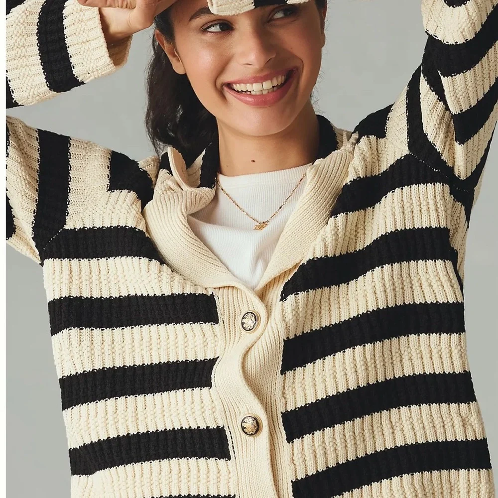 Maeve by Anthropologie The Greta Polo Cardigan Sweater size L - Picture 3 of 9